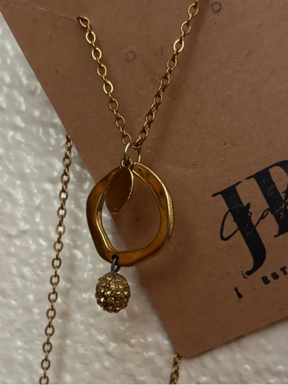 Gold Drop Pendant Necklace with Textured Sphere